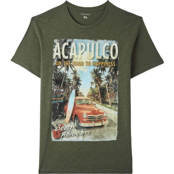 t-shirt Terranova verde con stampe