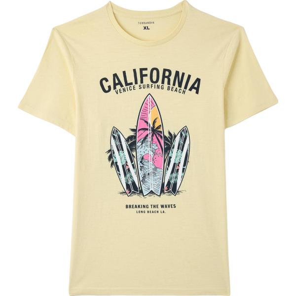 t-shirt Terranova marrone con stampe
