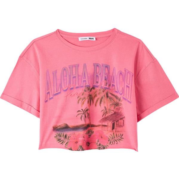 t-shirt Terranova rosa con stampe