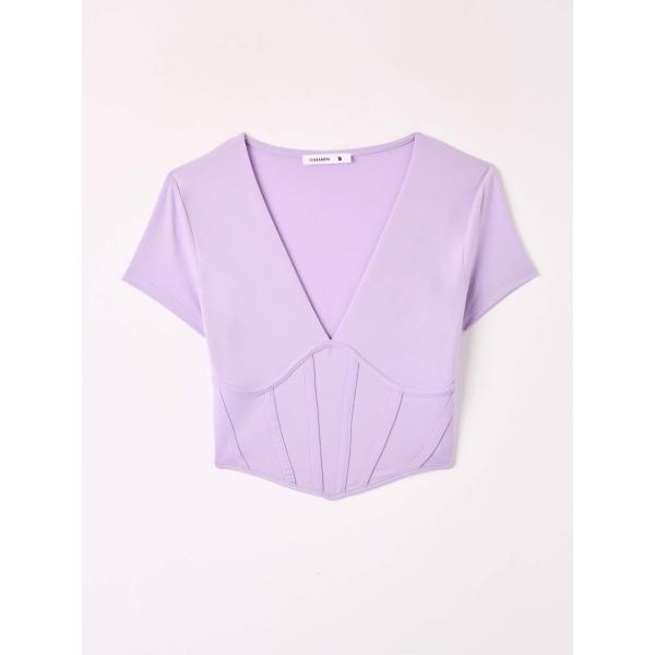 t-shirt Terranova viola tinta unita