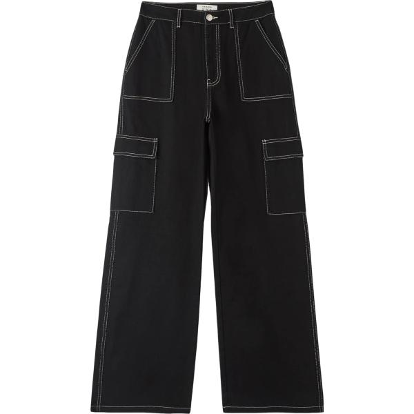 pantaloni cargo Terranova nero tinta unita