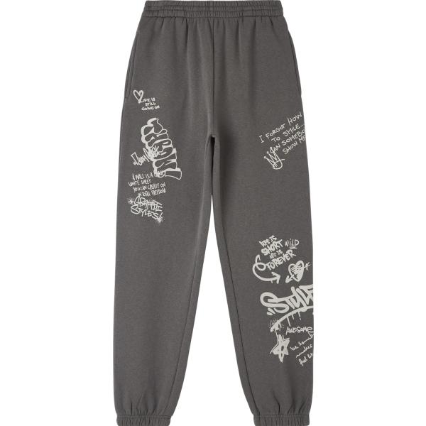 pantaloni Terranova grigio con stampe