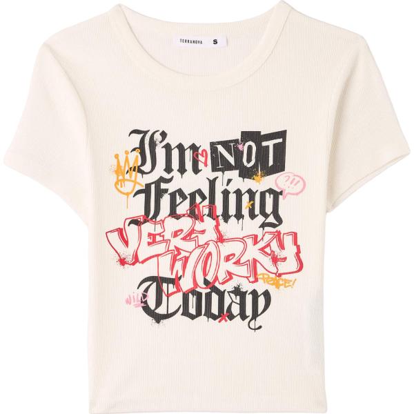t-shirt Terranova bianco con stampe