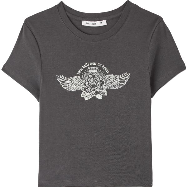 t-shirt Terranova grigio con stampe