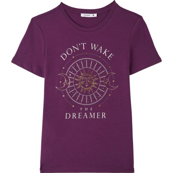t-shirt Terranova viola con stampe