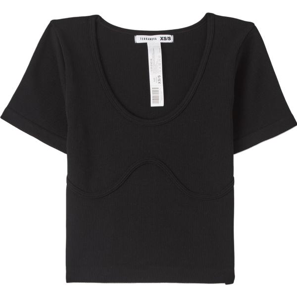 t-shirt Terranova nero tinta unita