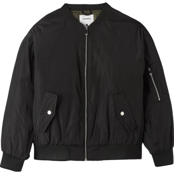 bomber Terranova nero tinta unita