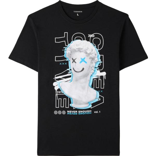 t-shirt Terranova nero con stampe