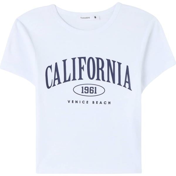 t-shirt sportive Terranova bianco con stampe
