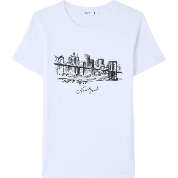 t-shirt Terranova bianco con stampe