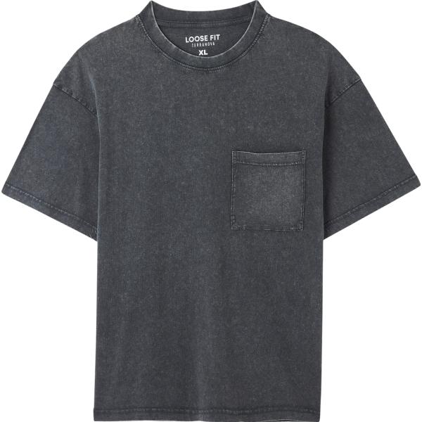 t-shirt Terranova grigio tinta unita