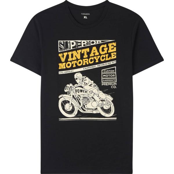 t-shirt Terranova nero con stampe