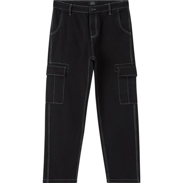 pantaloni cargo Terranova nero tinta unita