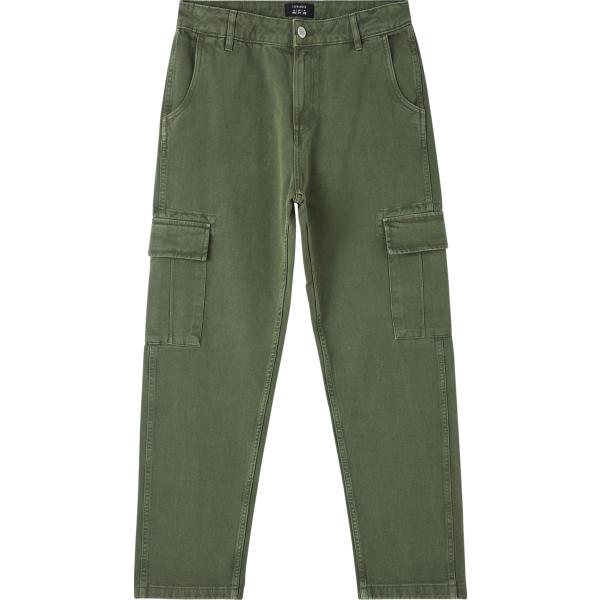 pantaloni cargo Terranova verde tinta unita