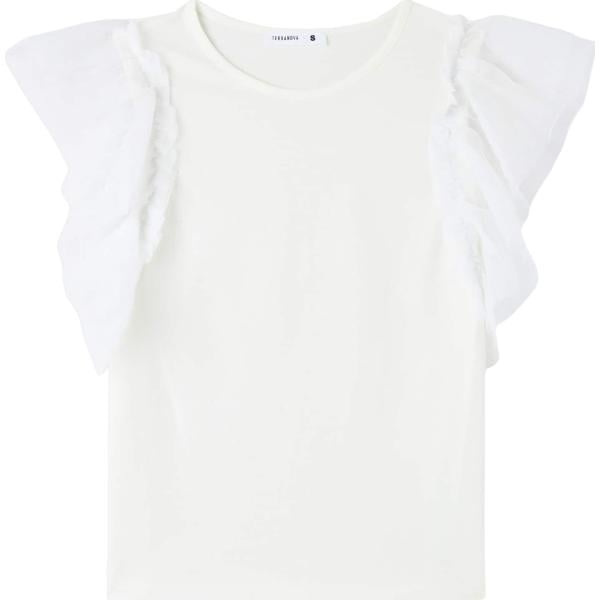t-shirt Terranova bianco tinta unita