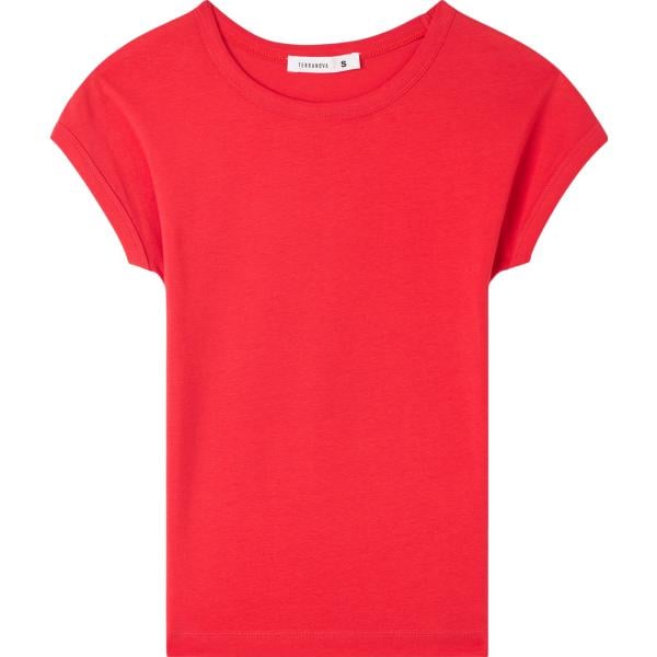 t-shirt Terranova rosso tinta unita