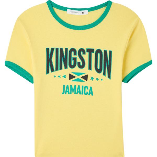 t-shirt sportive Terranova giallo con stampe