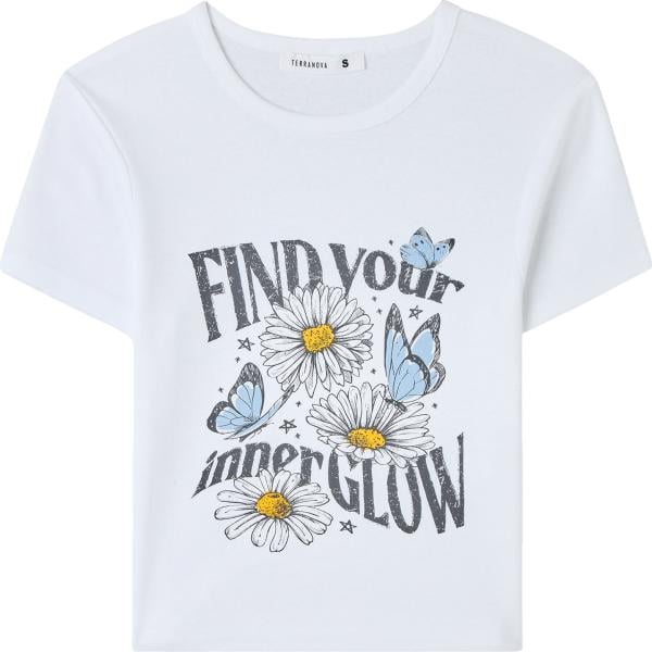 t-shirt Terranova bianco con stampe