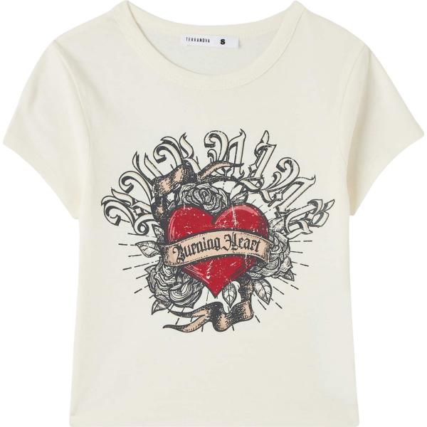 t-shirt Terranova bianco con stampe