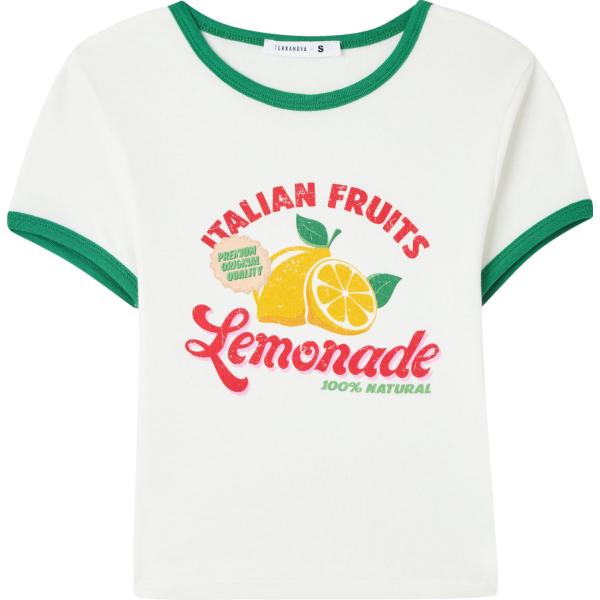 t-shirt Terranova bianco con stampe