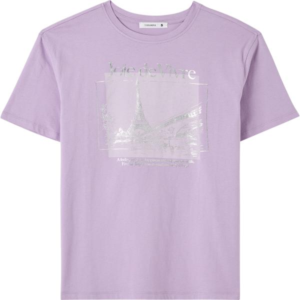 t-shirt Terranova viola con stampe