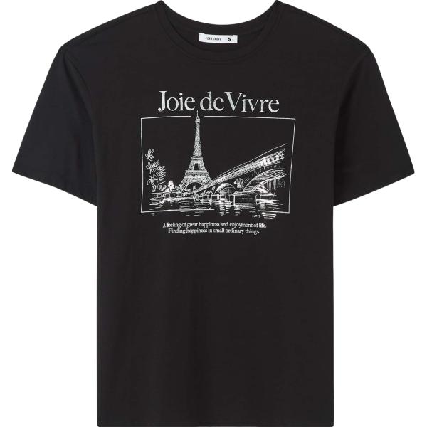 t-shirt Terranova nero con stampe