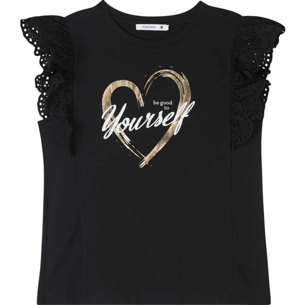 t-shirt Terranova nero con stampe