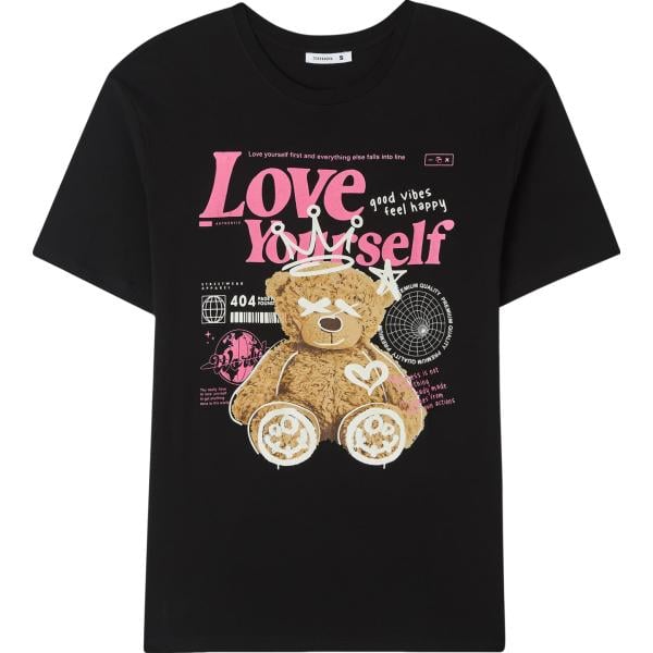 t-shirt Terranova nero con stampe