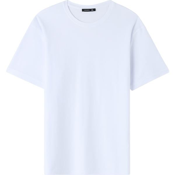 t-shirt da uomo in bianco neve girocollo a maniche corte in cotone Terranova