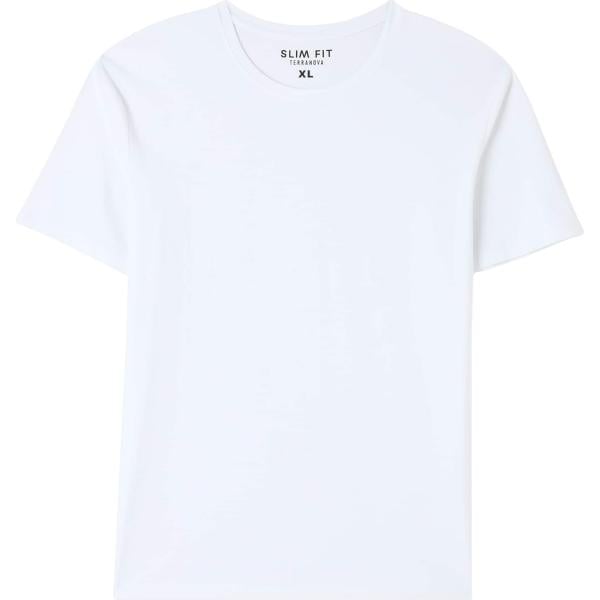 t-shirt Terranova bianco tinta unita