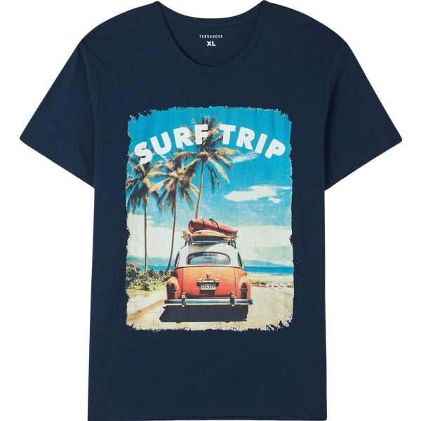 t-shirt Terranova blu con stampe