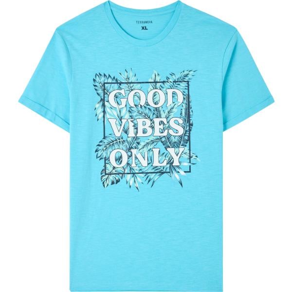 t-shirt Terranova blu con stampe