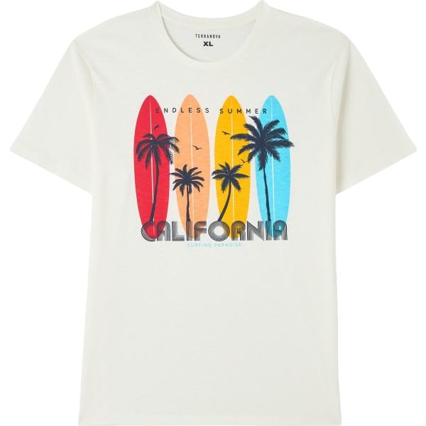 t-shirt Terranova bianco con stampe