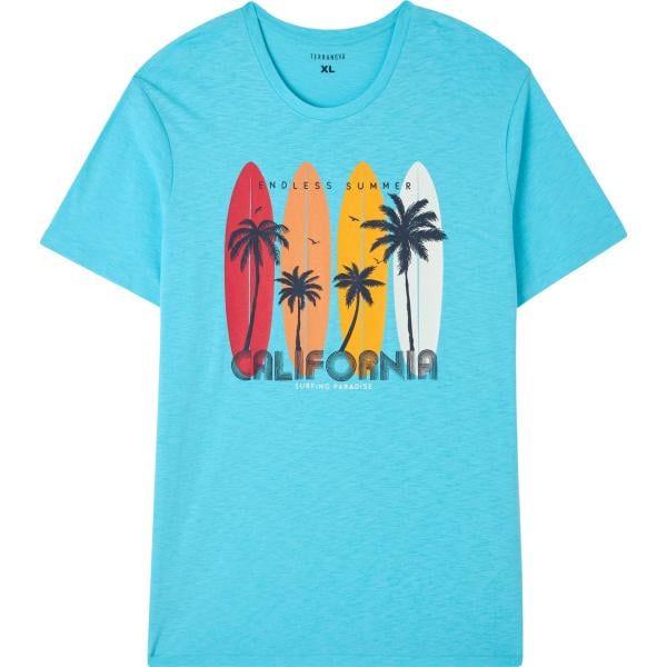 t-shirt Terranova blu con stampe