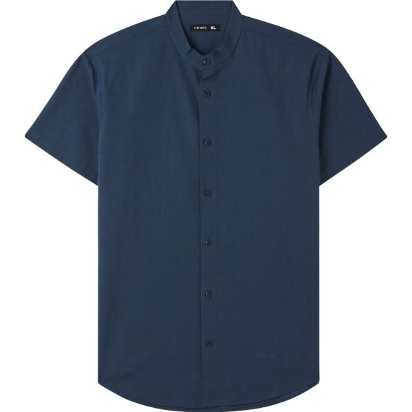 camicie a manica corta Terranova blu tinta unita