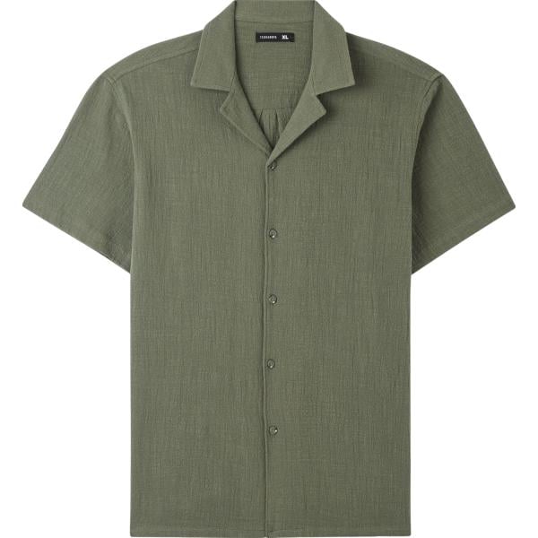 camicie a manica corta Terranova verde tinta unita