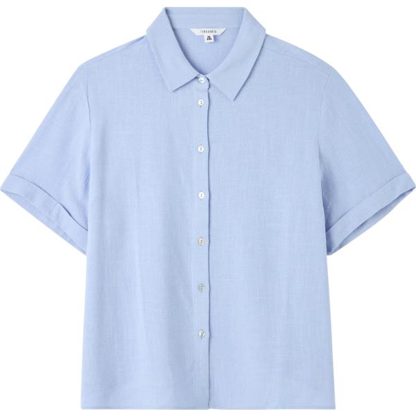 camicie a manica corta Terranova blu tinta unita