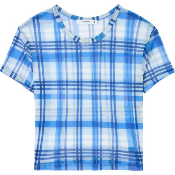 t-shirt Terranova blu a quadri
