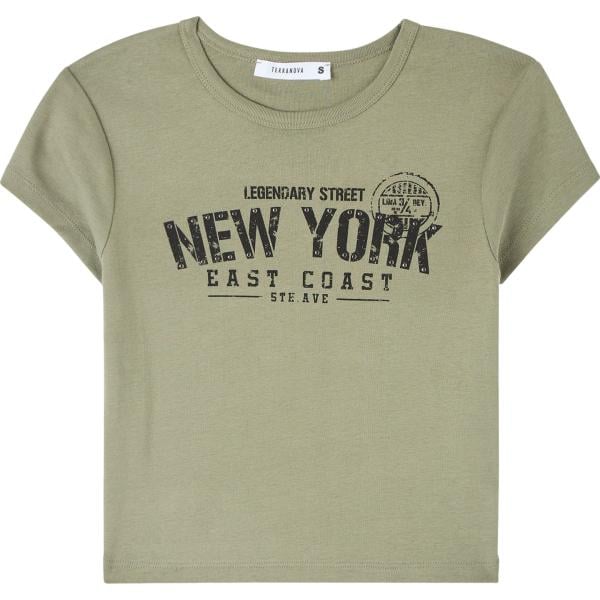 t-shirt Terranova marrone con stampe
