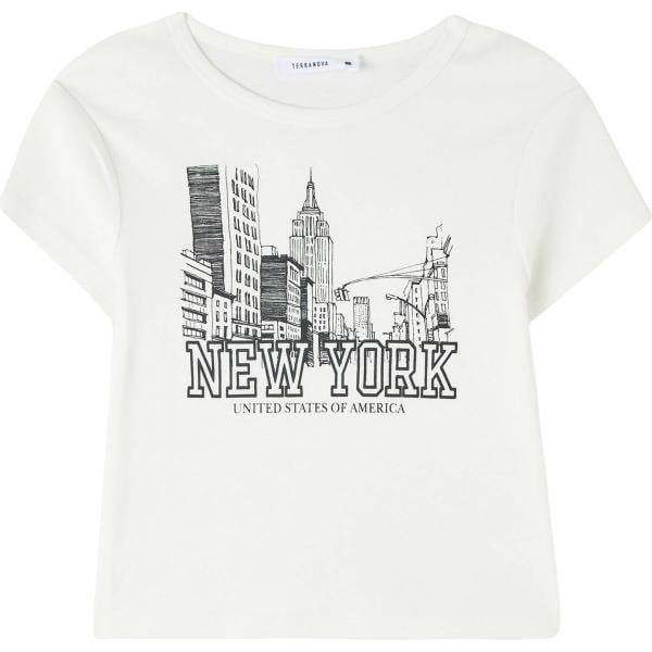 t-shirt Terranova bianco con stampe