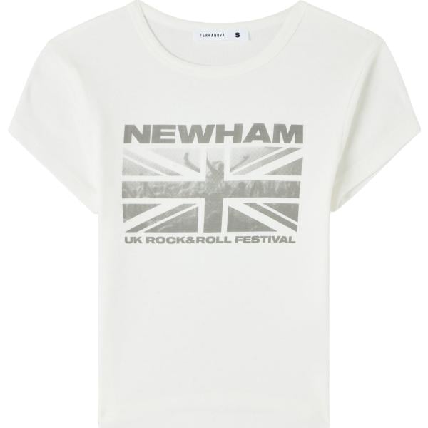 t-shirt Terranova bianco con stampe