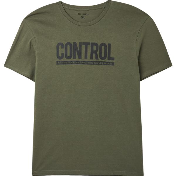 t-shirt Terranova verde con stampe