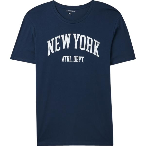 t-shirt Terranova blu con stampe