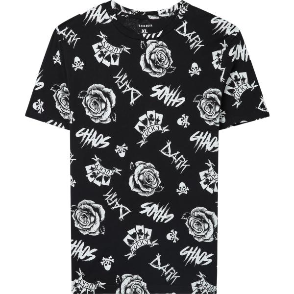 t-shirt Terranova nero con stampe