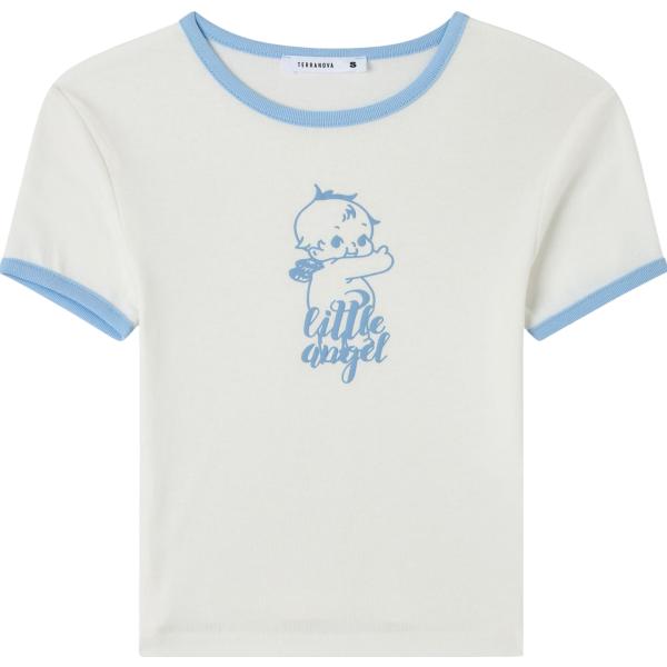 t-shirt Terranova bianco con stampe