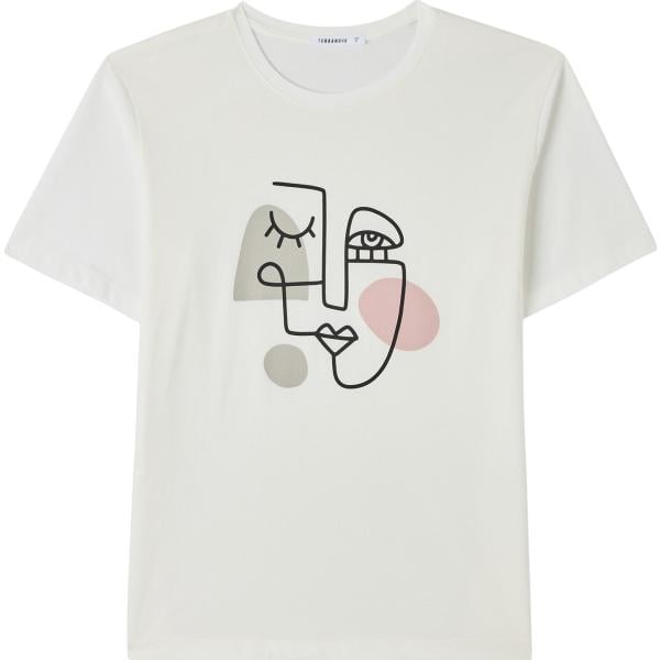 t-shirt Terranova bianco con stampe