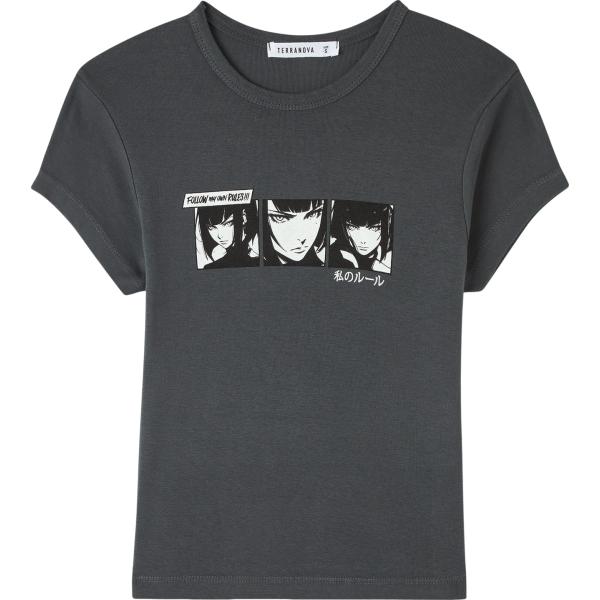 t-shirt Terranova grigio con stampe