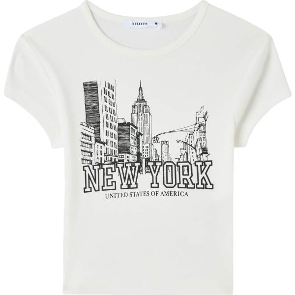 t-shirt Terranova bianco con stampe