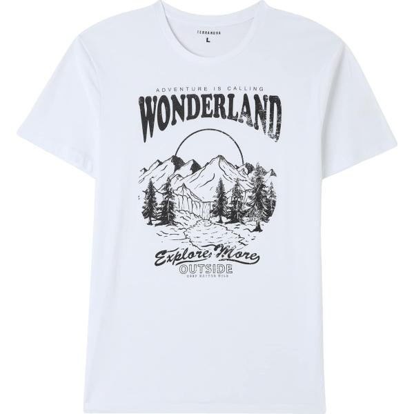 t-shirt Terranova bianco con stampe