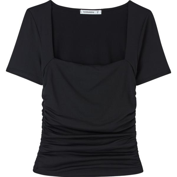 t-shirt Terranova nero tinta unita